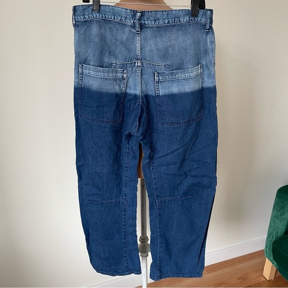 Y's by Yohji Yamamoto Blue Dip Dye High Rise U-Gusset Wide Leg Jeans EUC 2/M/28 - Picture 7 of 12